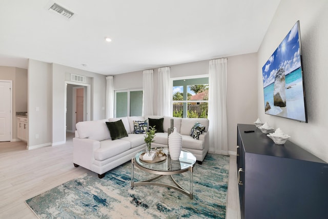 living room featuring light hardwood / wood-style floors