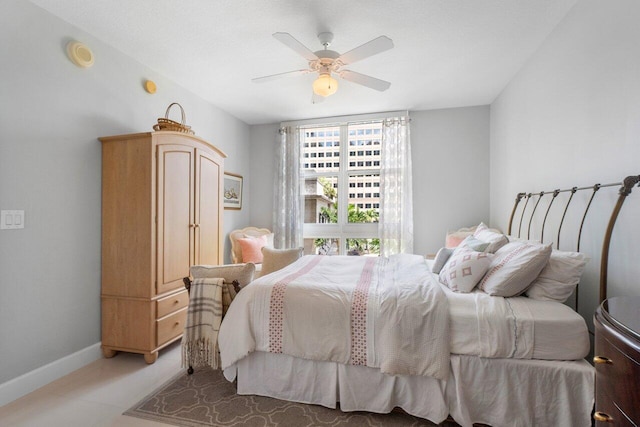 bedroom featuring ceiling fan