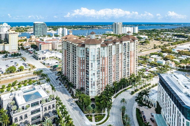 bird's eye view featuring a water view