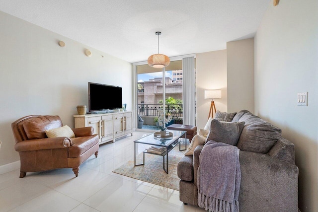 view of tiled living room