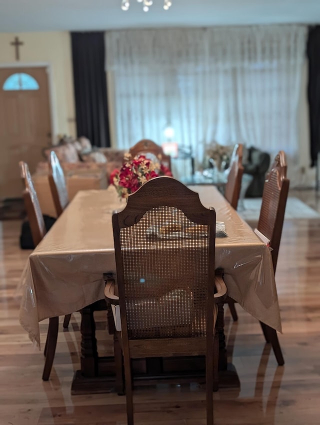 dining space featuring hardwood / wood-style flooring