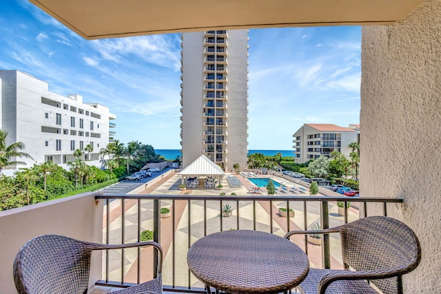 balcony with a water view