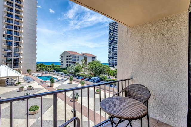 balcony with a water view