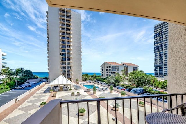 balcony with a water view