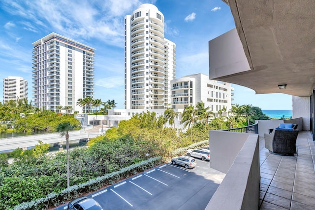 view of building exterior featuring a water view