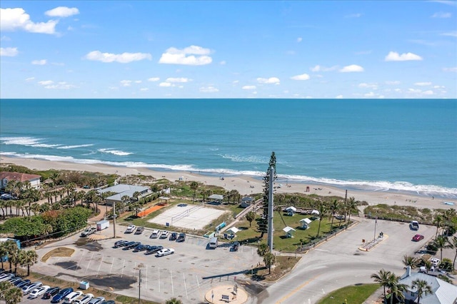 aerial view with a beach view and a water view