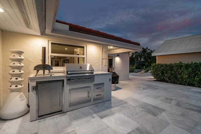 view of patio / terrace with exterior kitchen and a grill