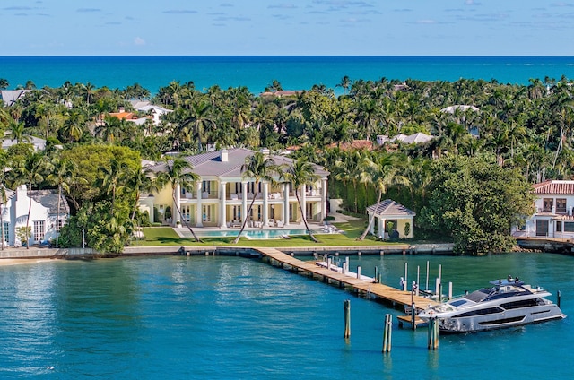 bird's eye view featuring a water view