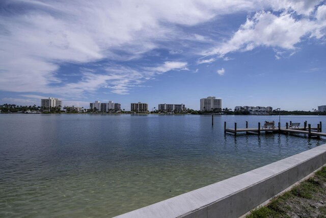 bird's eye view with a water view and a city view