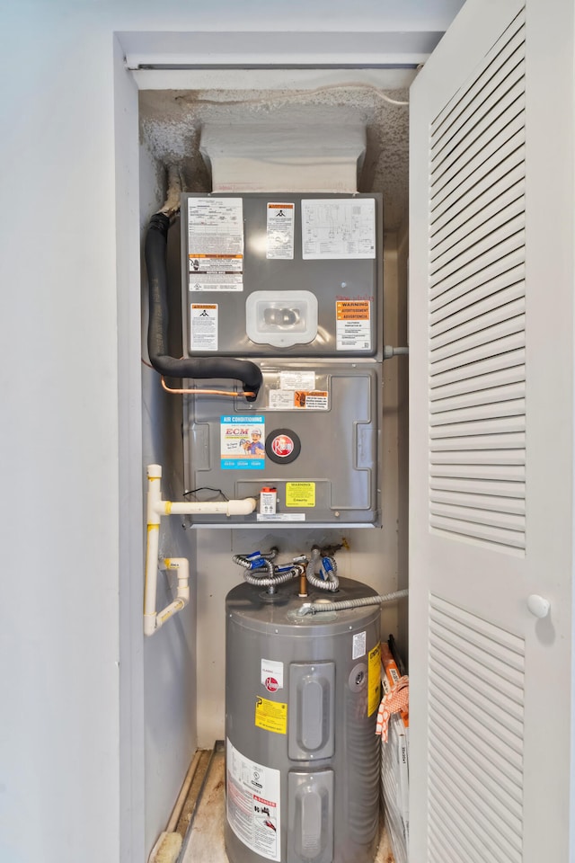 utility room with water heater