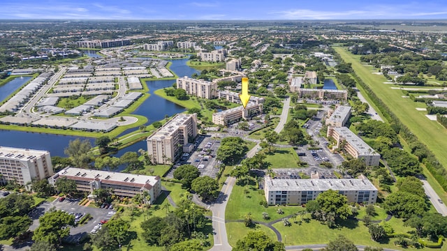 bird's eye view featuring a water view