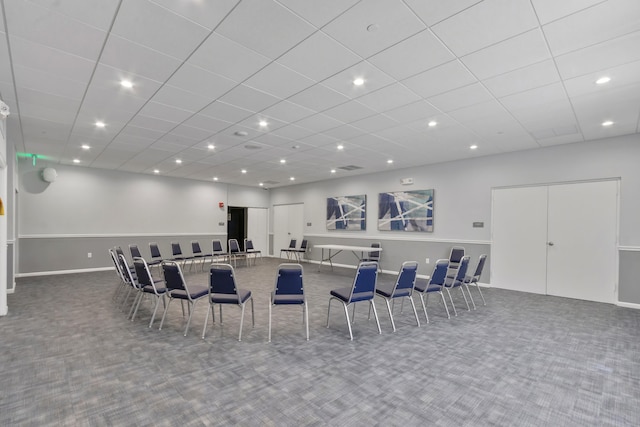 interior space featuring a drop ceiling and recessed lighting