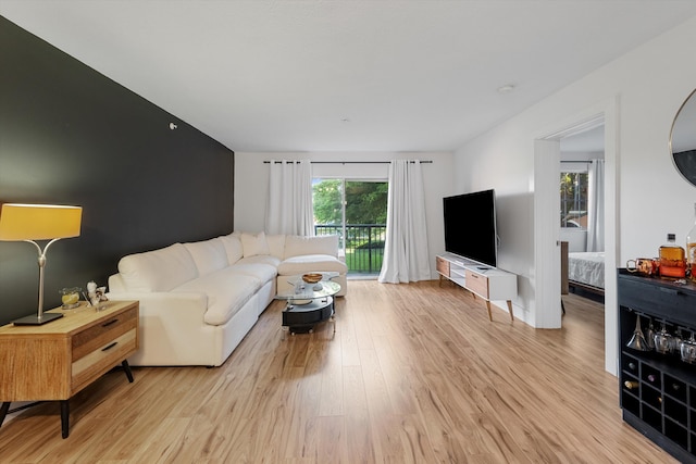 living room with light wood-type flooring