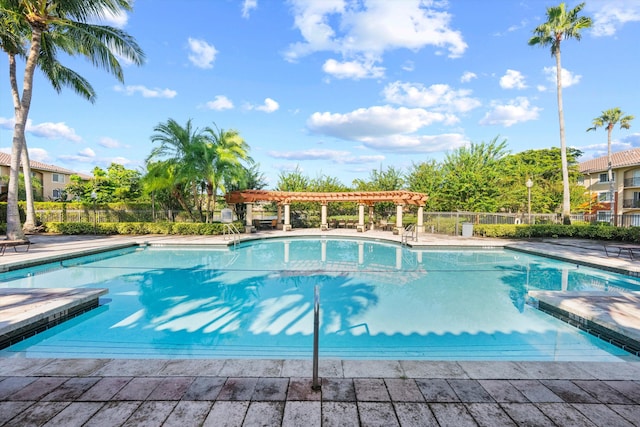 view of pool with a pergola