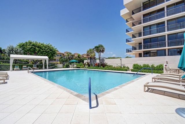 view of pool featuring a patio area