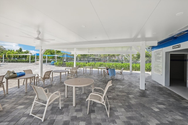 view of patio with ceiling fan