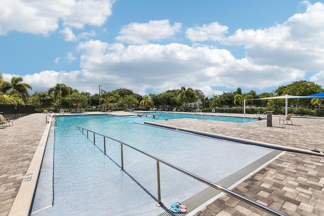 view of pool featuring a patio