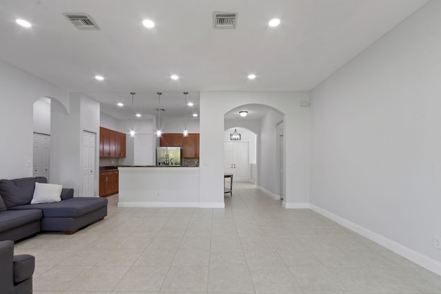 view of tiled living room