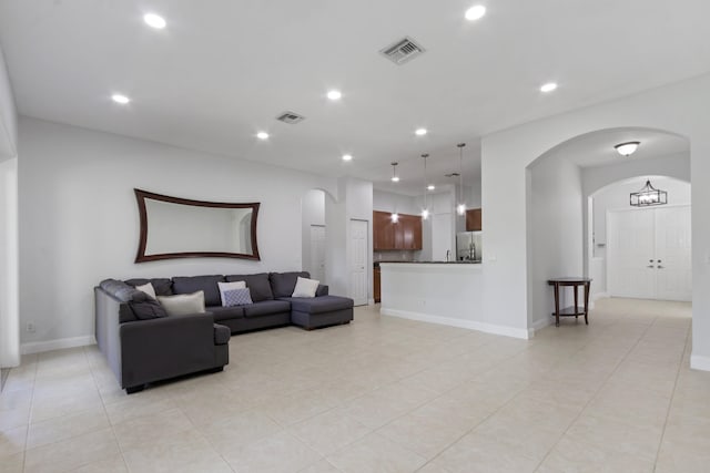 view of tiled living room