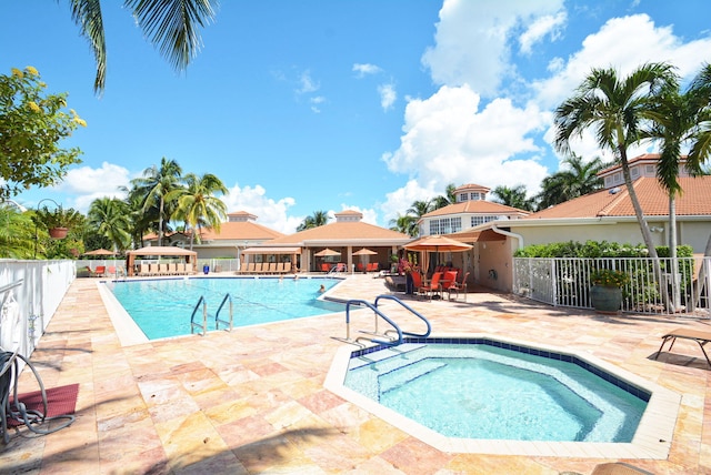 view of pool featuring a gazebo and a patio area