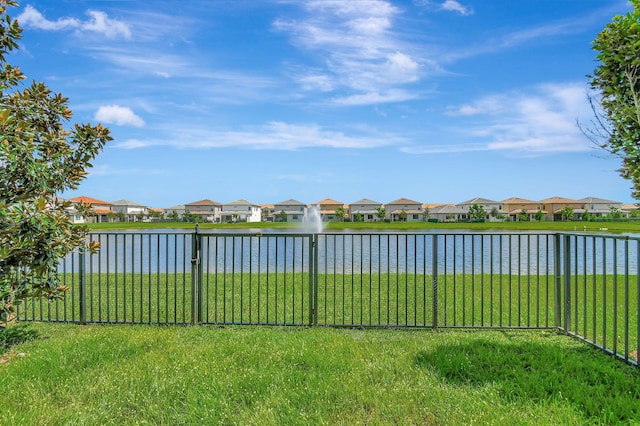 view of yard with a water view