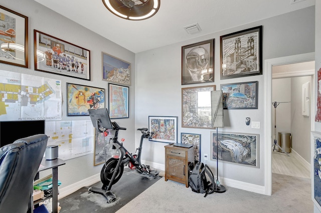 office area with carpet flooring