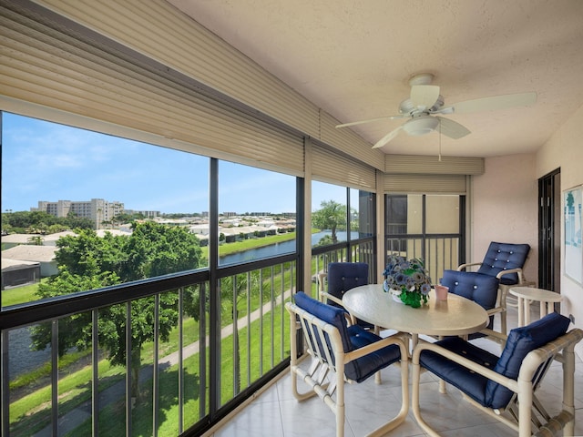 7380 S Oriole Blvd Unit 507N, Delray Beach, FL 33446 - sunroom / solarium with ceiling fan and a water view