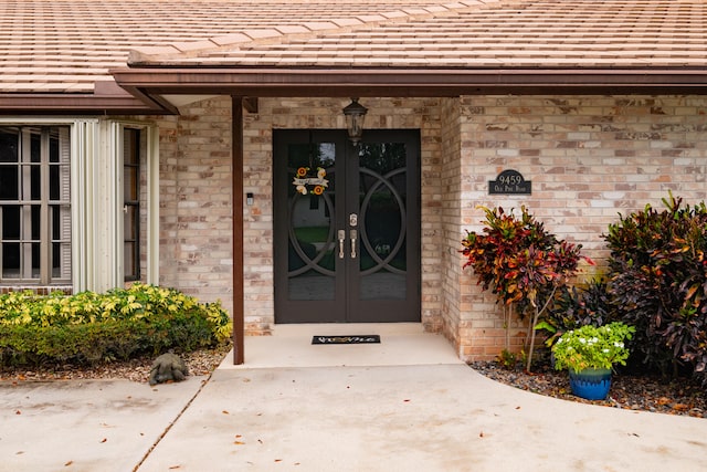 doorway to property with french doors