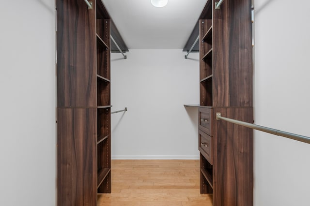 spacious closet featuring light hardwood / wood-style flooring