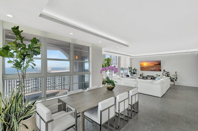 dining area with recessed lighting