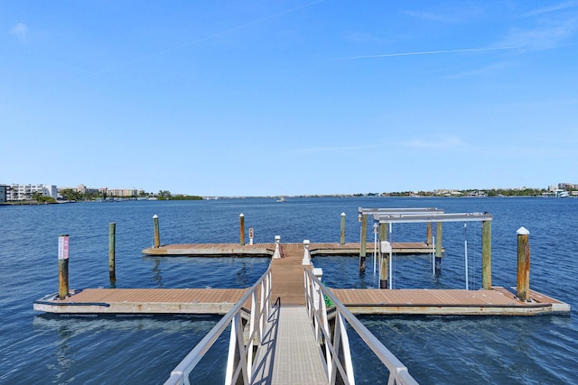 dock area with a water view