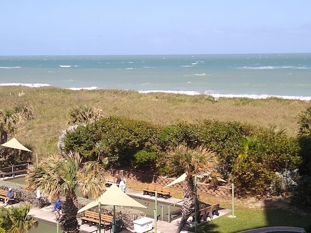 view of water feature with a view of the beach