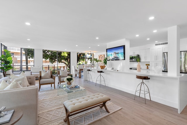 living room featuring light hardwood / wood-style flooring