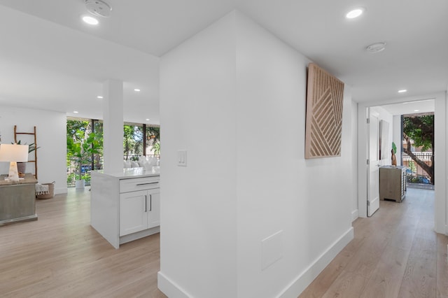 hall featuring light wood-type flooring