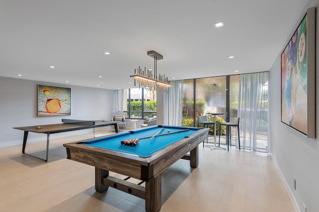 rec room featuring pool table