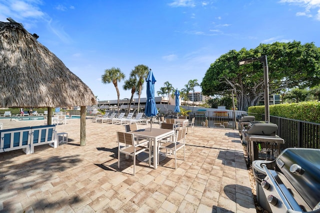 view of patio / terrace with grilling area and a community pool