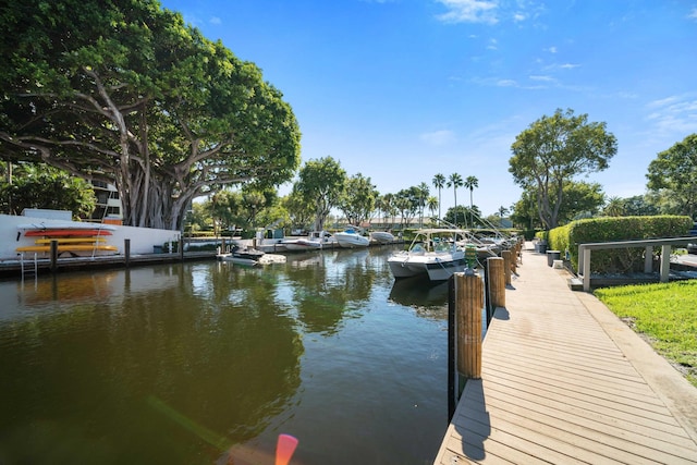 dock area featuring a water view