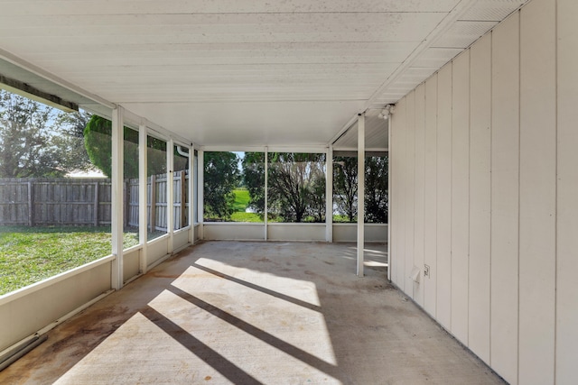 view of unfurnished sunroom