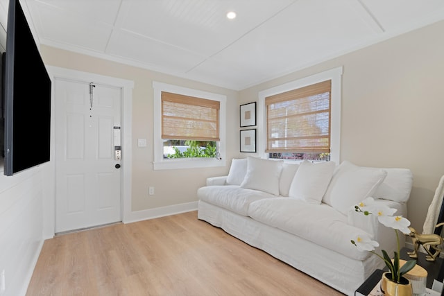 living room featuring light wood-type flooring