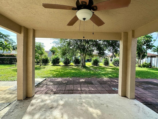 view of patio with ceiling fan