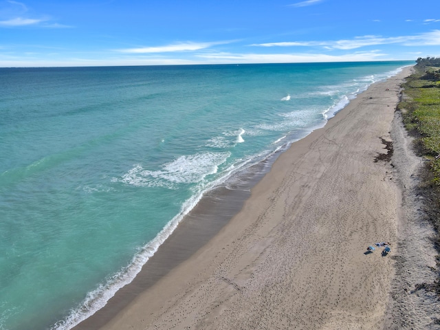 view of water feature with a view of the beach