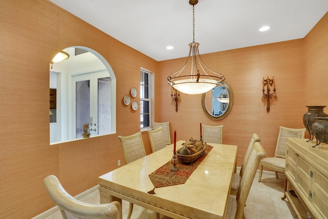 dining area featuring french doors