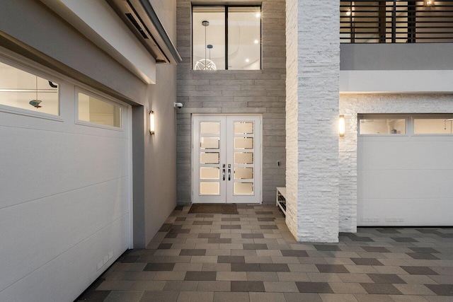 doorway to property featuring french doors