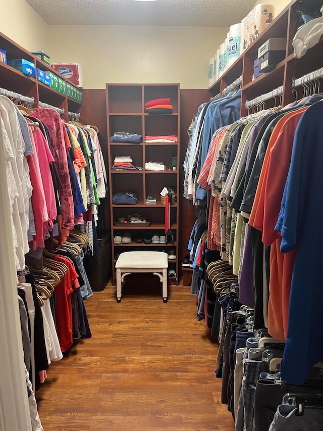 walk in closet featuring hardwood / wood-style flooring