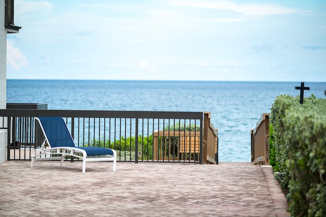 deck with a water view