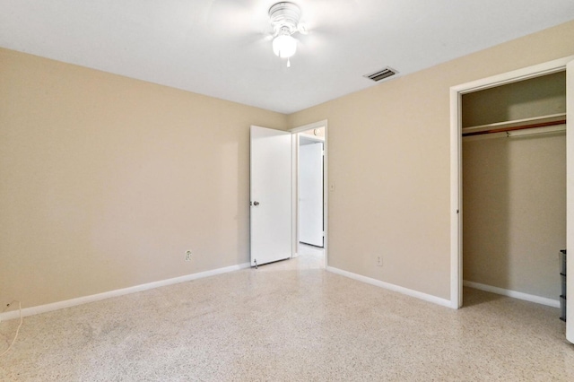 unfurnished bedroom featuring a closet