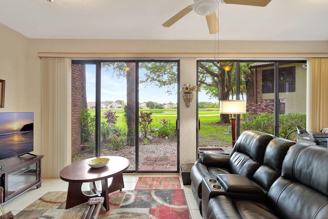 view of tiled living room