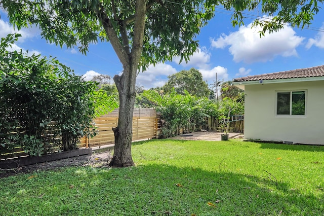 view of yard with a fenced backyard