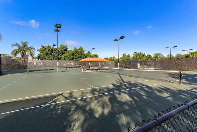 view of sport court featuring a gazebo