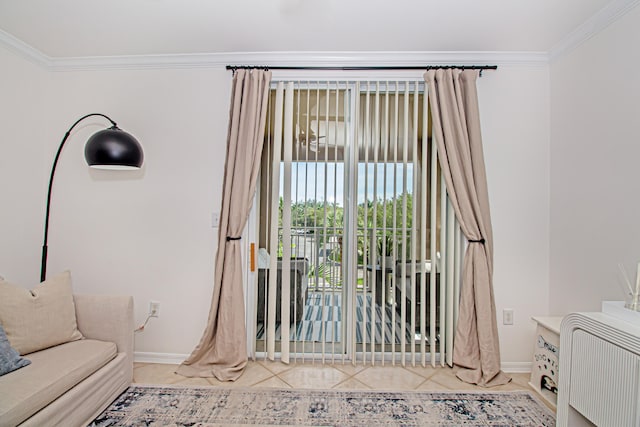 interior space featuring crown molding